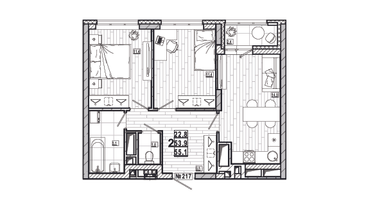 2-к. квартира, 55&nbsp;м²