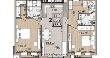 2-к. квартира, 175&nbsp;м²