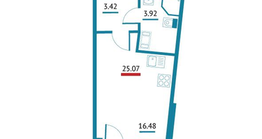 Студия, 25 м²