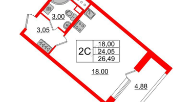 Студия, 24 м²