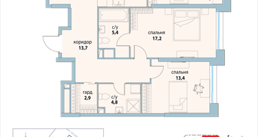 3-к. квартира, 90 м²