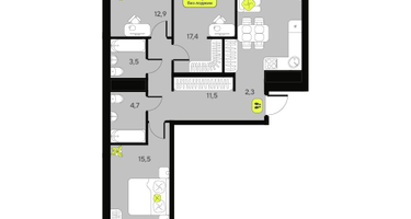 3-к. квартира, 90&nbsp;м²