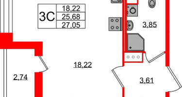 Студия, 25 м²