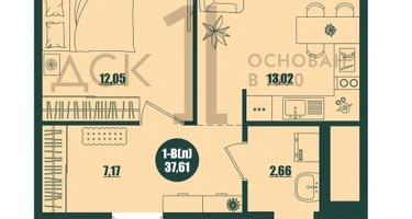 1-к. квартира, 37 м²