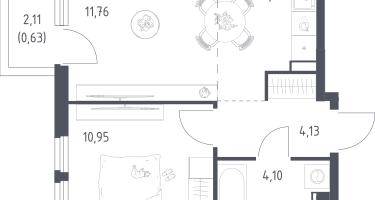 Студия, 38&nbsp;м²