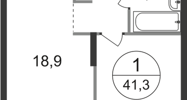 1-к. квартира, 41 м²