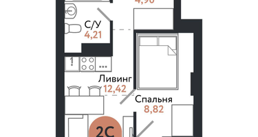 2-к. квартира, 30&nbsp;м²