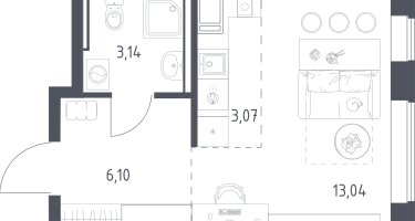 Студия, 25&nbsp;м²