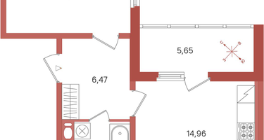 1-к. квартира, 40&nbsp;м²