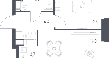 Студия, 35&nbsp;м²