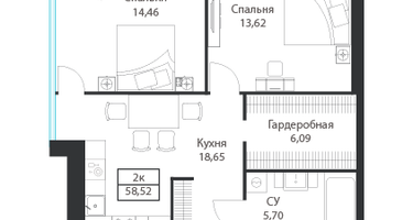 2-к. квартира, 58&nbsp;м²