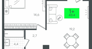 1-к. квартира, 47 м²