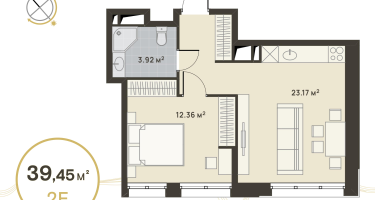 1-к. квартира, 39&nbsp;м²