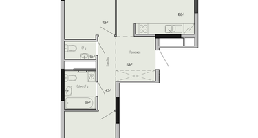 2-к. квартира, 56 м²
