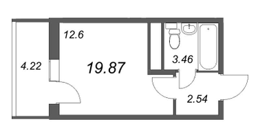 Студия, 19&nbsp;м²