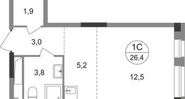 Студия, 26 м²