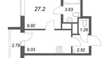 1-к. квартира, 27&nbsp;м²