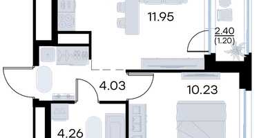 1-к. квартира, 31 м²