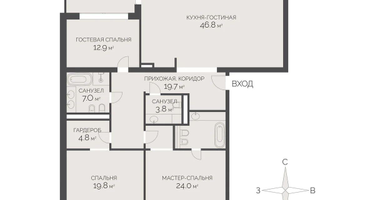 4-к. квартира, 159 м²