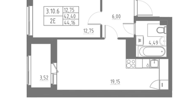 Студия, 44&nbsp;м²