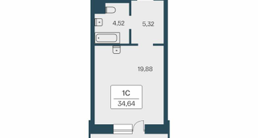 Студия, 34&nbsp;м²