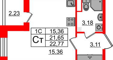 Студия, 21 м²