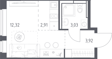 Студия, 22&nbsp;м²