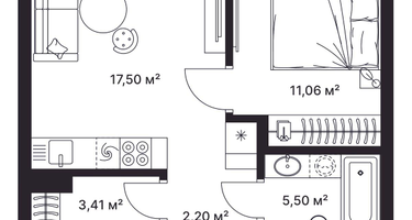 1-к. квартира, 39&nbsp;м²