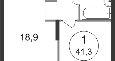1-к. квартира, 41 м²