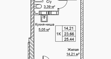 1-к. квартира, 25 м²