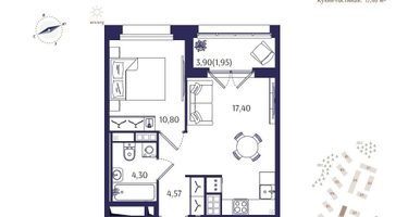 1-к. квартира, 39&nbsp;м²