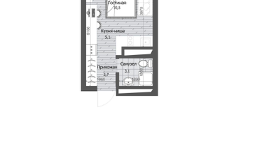 1-к. квартира, 21&nbsp;м²