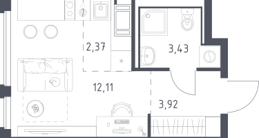 Студия, 21&nbsp;м²