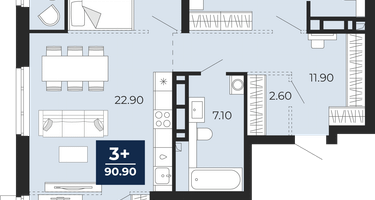 3-к. квартира, 87 м²