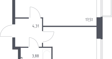 1-к. квартира, 37&nbsp;м²