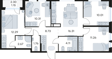 4-к. квартира, 78 м²