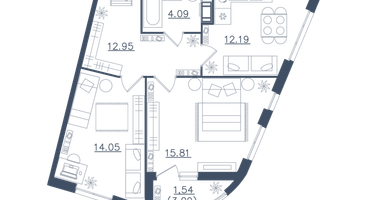 2-к. квартира, 60&nbsp;м²