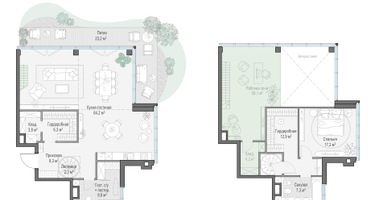 1-к. квартира, 132 м²