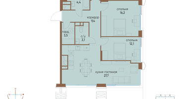 3-к. квартира, 99&nbsp;м²