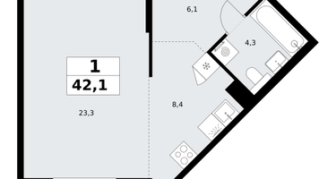 Студия, 42&nbsp;м²