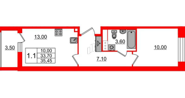 1-к. квартира, 33 м²