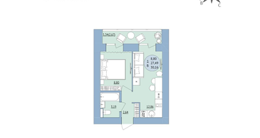 1-к. квартира, 30&nbsp;м²