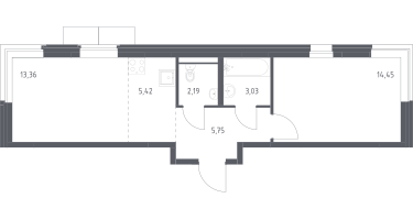 Студия, 43&nbsp;м²