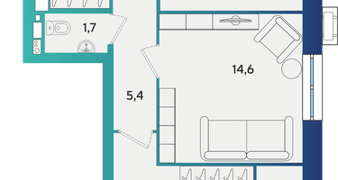 2-к. квартира, 60&nbsp;м²
