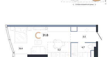 Студия, 31 м²