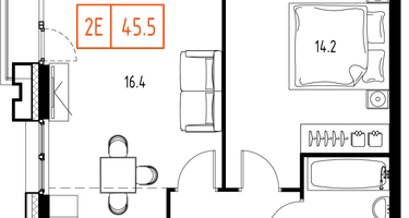2-к. квартира, 45 м²