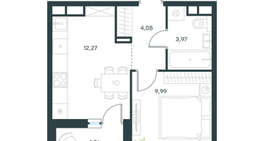 1-к. квартира, 31&nbsp;м²