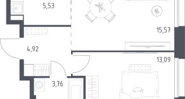 Студия, 42&nbsp;м²