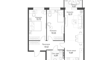 3-к. квартира, 66&nbsp;м²