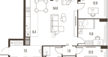 4-к. квартира, 108&nbsp;м²